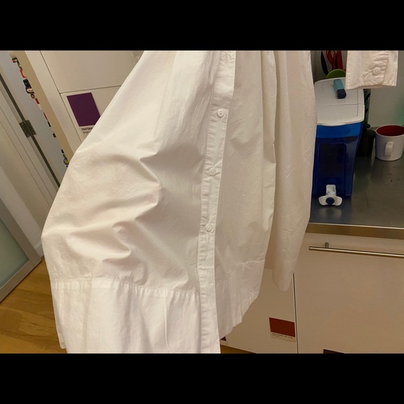 Small Cotton White Button Shirt Dress Swing Collar - Picture 8 of 11